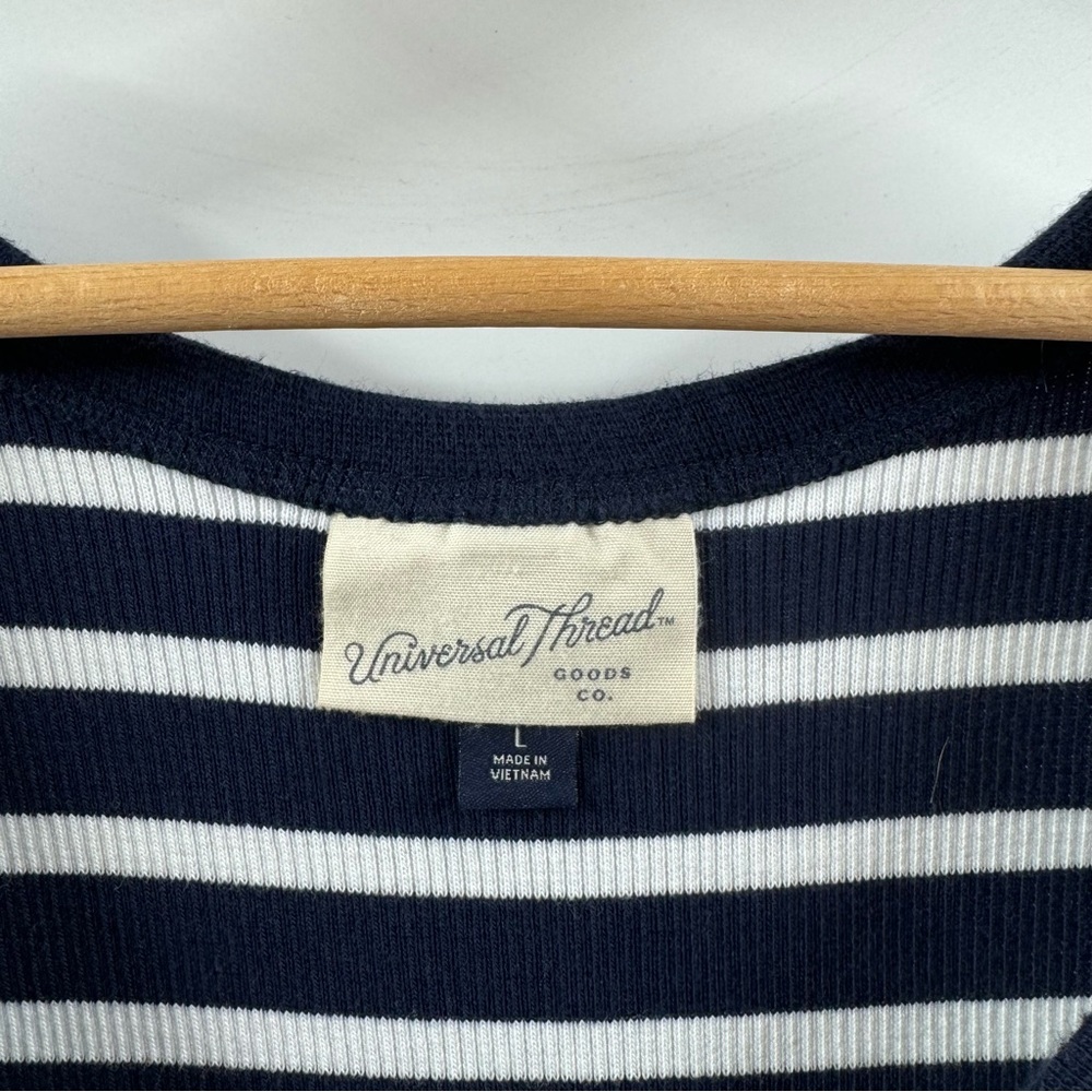 Universal Thread Navy & White Striped Ribbed Maxi Dress – Size Large - Picture 4 of 5